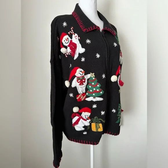 TIARA Vintage Festive Christmas Holiday Knit Cardigan Sweater Women’s Size XL - Picture 3 of 10